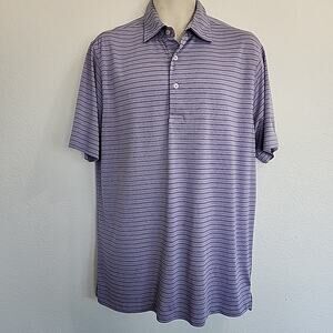 Donald Ross Mens M Polo Shirt Purple Striped Grapevine Golf Course Texas